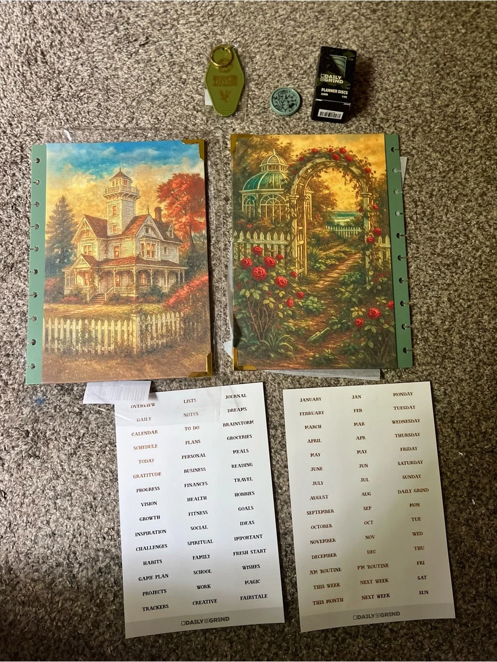 Vintage Cottage & Garden Planner Covers with Gold Accents